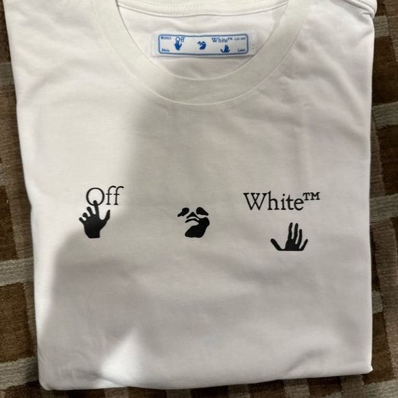 OFF WHITE BLUE MARKER WHITE TEE - Picture 1 of 7